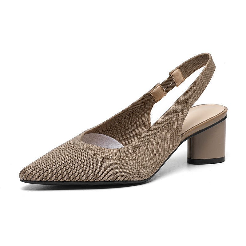 Slingback Heels – Ladies' Pumps with Pointed Toes and Low Block Heels for Elegance and Comfort