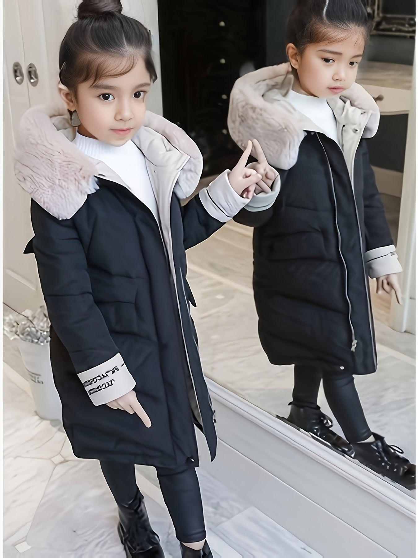 Manteau d’hiver long à capuche pour filles - Vernice