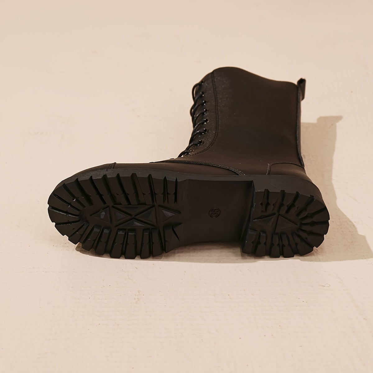 Black Ladies Lace-Up Ankle Boots with Zip Fastening and Comfortable Profile Sole