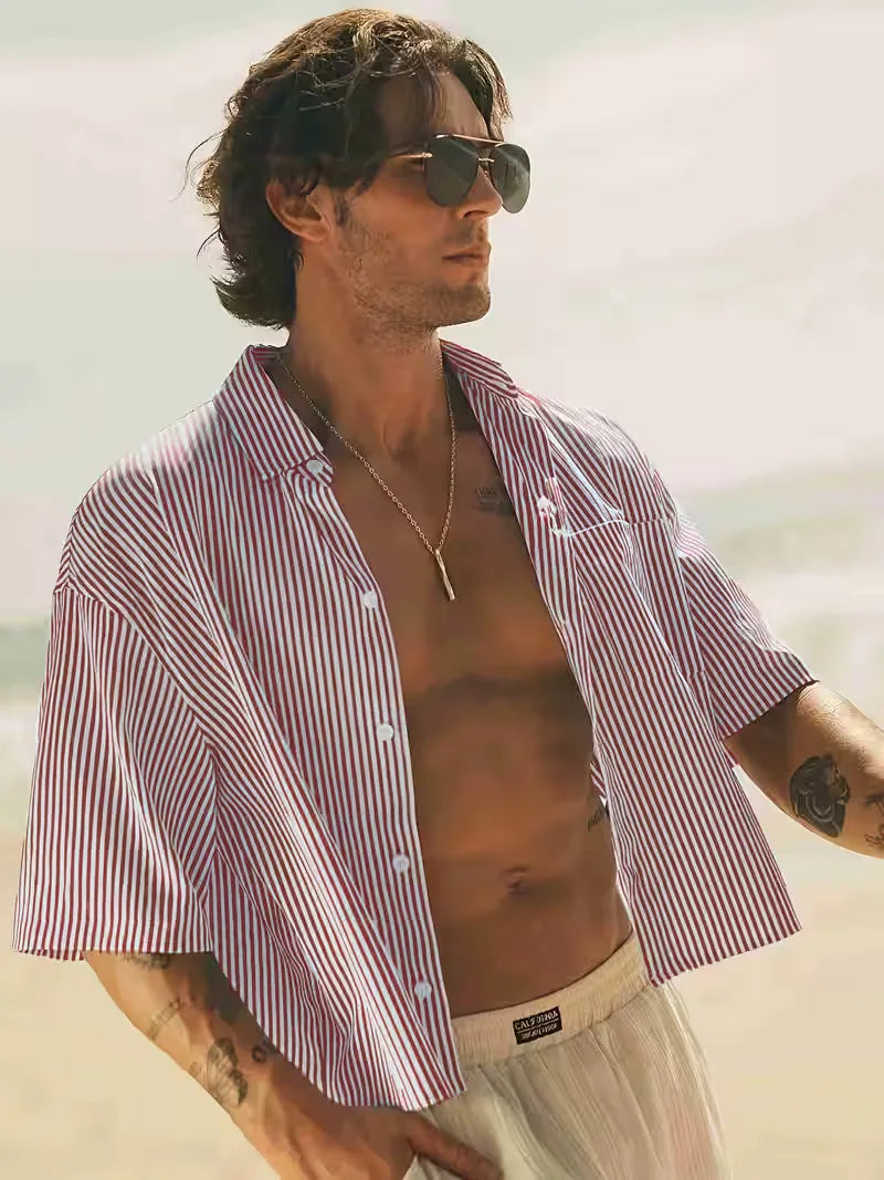 Chemise à manches courtes avec col en V