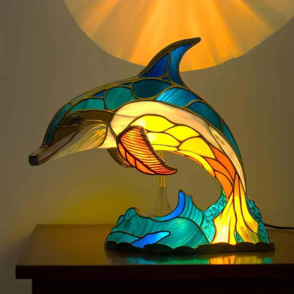 Vibrant Stained Glass Animal Lamps – Artistic Table Decoration
