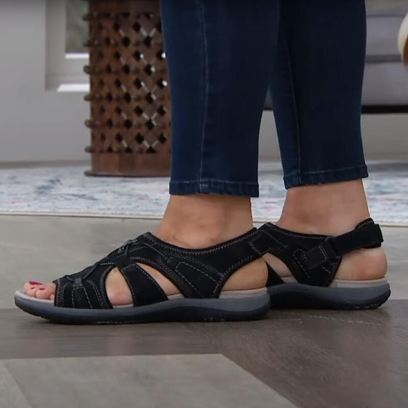 Sandali confortevoli da donna con cinturini regolabili e punta aperta
