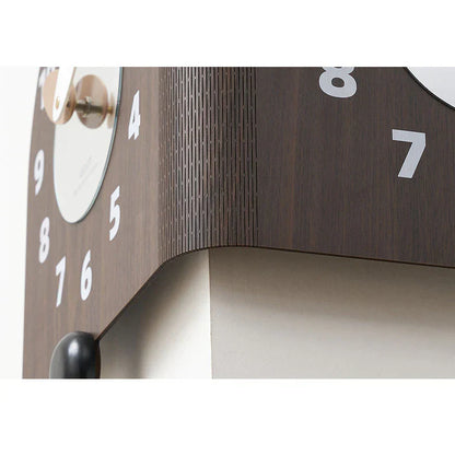Reloj de pared de esquina de madera de doble cara - Diseño de nogal - Único y elegante