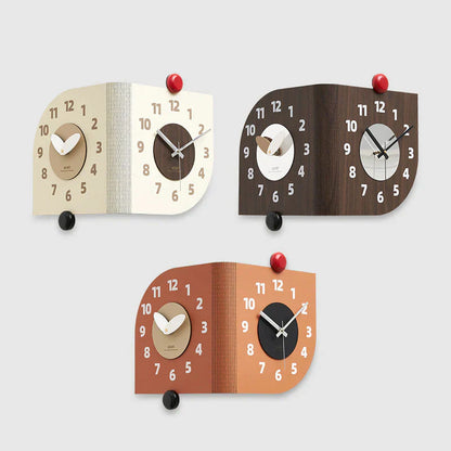 Reloj de pared de esquina de madera de doble cara - Diseño de nogal - Único y elegante