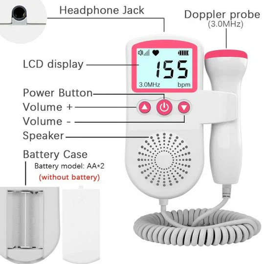 Doppler fetale portatile con display LCD – chiaro e affidabile
