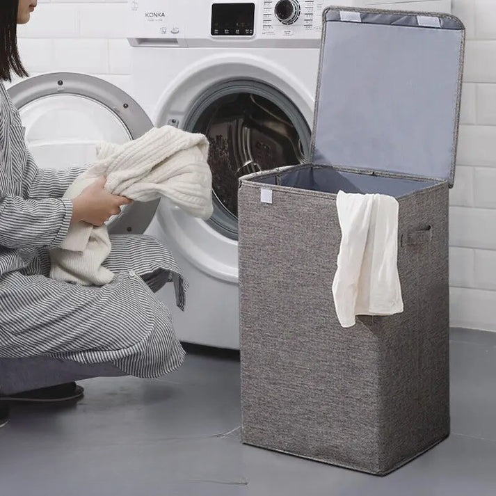 Collapsible Large Laundry Basket with Lid