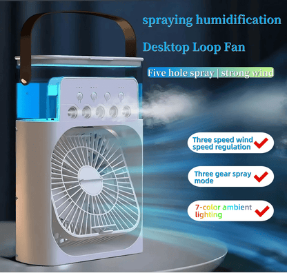 Prenosný tichý chladiaci ventilátor 3 v 1 s LED svetlom