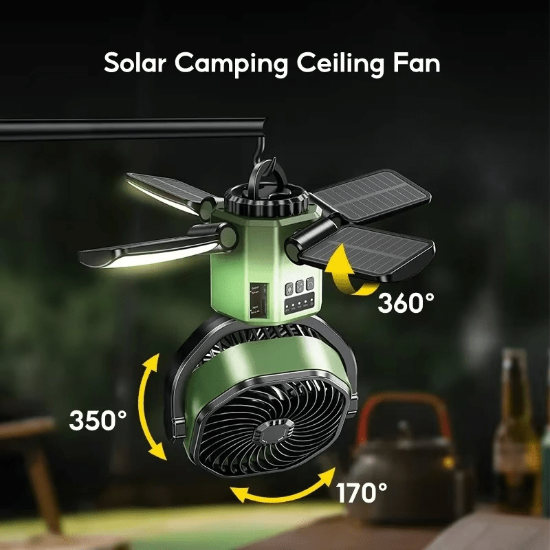 Ventilador portátil para camping con luz LED y batería de 6000 mAh