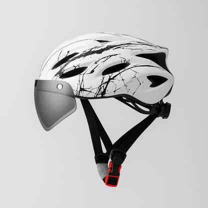Bike Helmet | Integrated Glasses, Adjustable Visor | LED Light, Ventilated