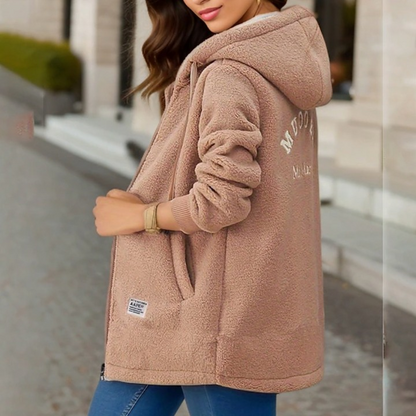 Stylový fleecový teddy kabát střední délky – Gemma