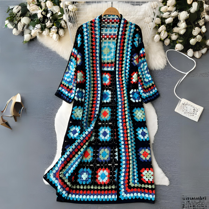Colourful ladies' cardigan - long cardigan for women