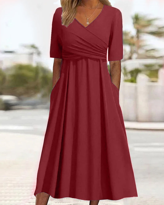 Vestido cruzado con mangas cortas - Pien