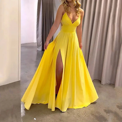 Maxi dress summer fashion straps split covered waist - Maxim