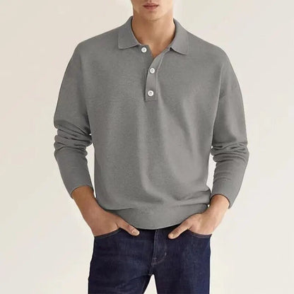 Men's Long Sleeve Polo Shirt - Maximum Elegance and Comfort - Thibo