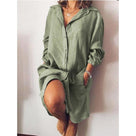 Summer Women's Midi Dress with Button Closure and Loose Fit