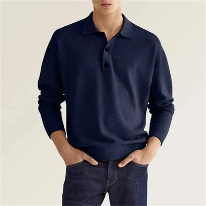 Men's Long Sleeve Polo Shirt - Maximum Elegance and Comfort - Thibo
