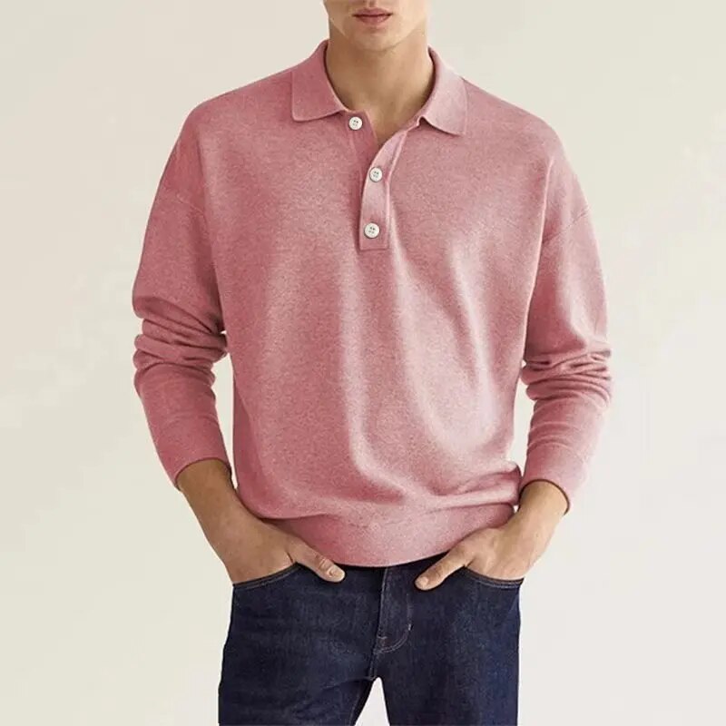 Men's Long Sleeve Polo Shirt - Maximum Elegance and Comfort - Thibo
