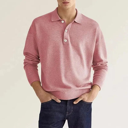 Men's Long Sleeve Polo Shirt - Maximum Elegance and Comfort - Thibo