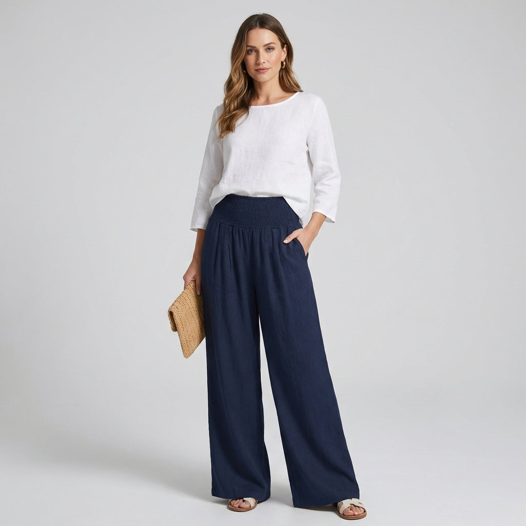 Pantaloni palazzo da donna in lino