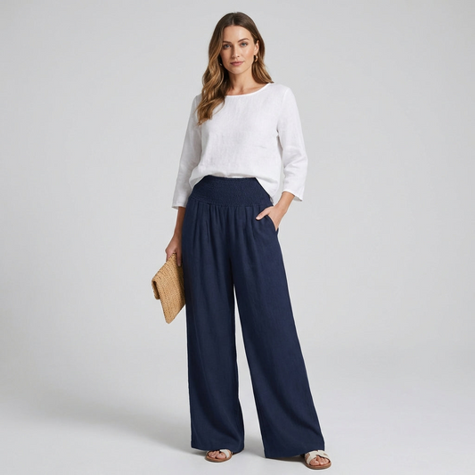 Calças palazzo de linho para mulher