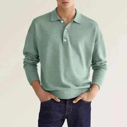 Men's Long Sleeve Polo Shirt - Maximum Elegance and Comfort - Thibo