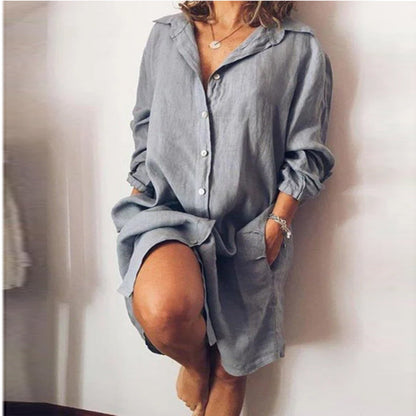 Zomerse midi-jurk voor dames met knoopsluiting en een losse pasvorm