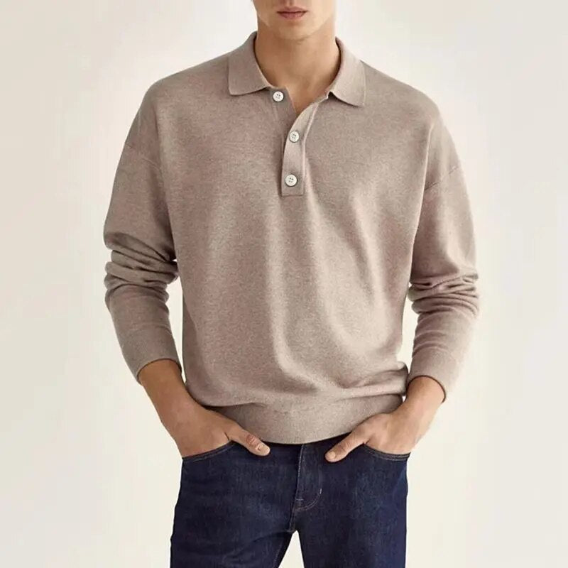 Men's Long Sleeve Polo Shirt - Maximum Elegance and Comfort - Thibo