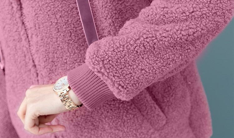 Stylový fleecový teddy kabát střední délky – Gemma