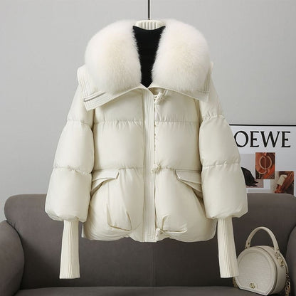 Snug puffer winter coat with fur collar - Milda