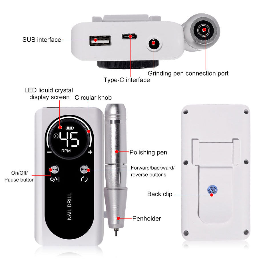 Rechargeable Electric Nail Drill