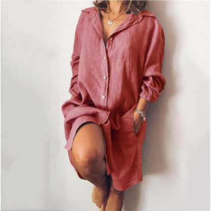 Zomerse midi-jurk voor dames met knoopsluiting en een losse pasvorm
