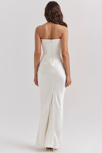 Robe longue élégante sans bretelles pour femme, avec jupe longue