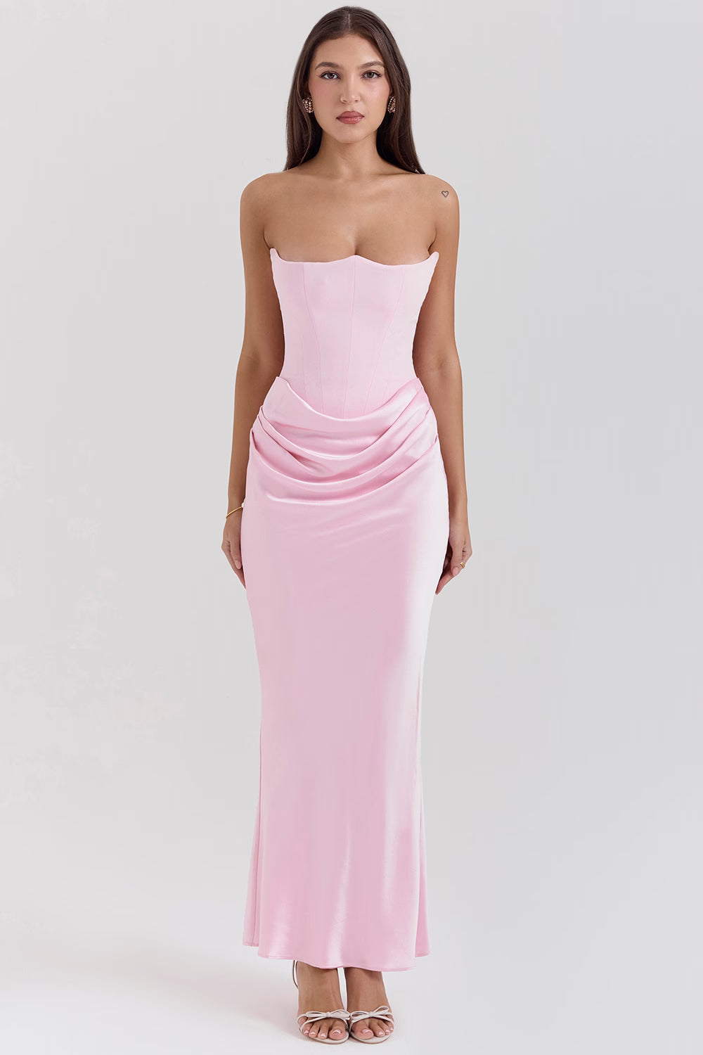 Robe longue élégante sans bretelles pour femme, avec jupe longue