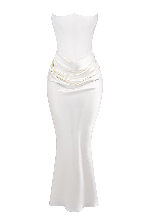 Robe longue élégante sans bretelles pour femme, avec jupe longue