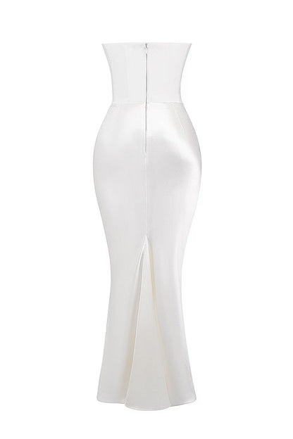 Robe longue élégante sans bretelles pour femme, avec jupe longue