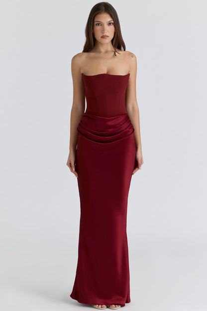 Robe longue élégante sans bretelles pour femme, avec jupe longue