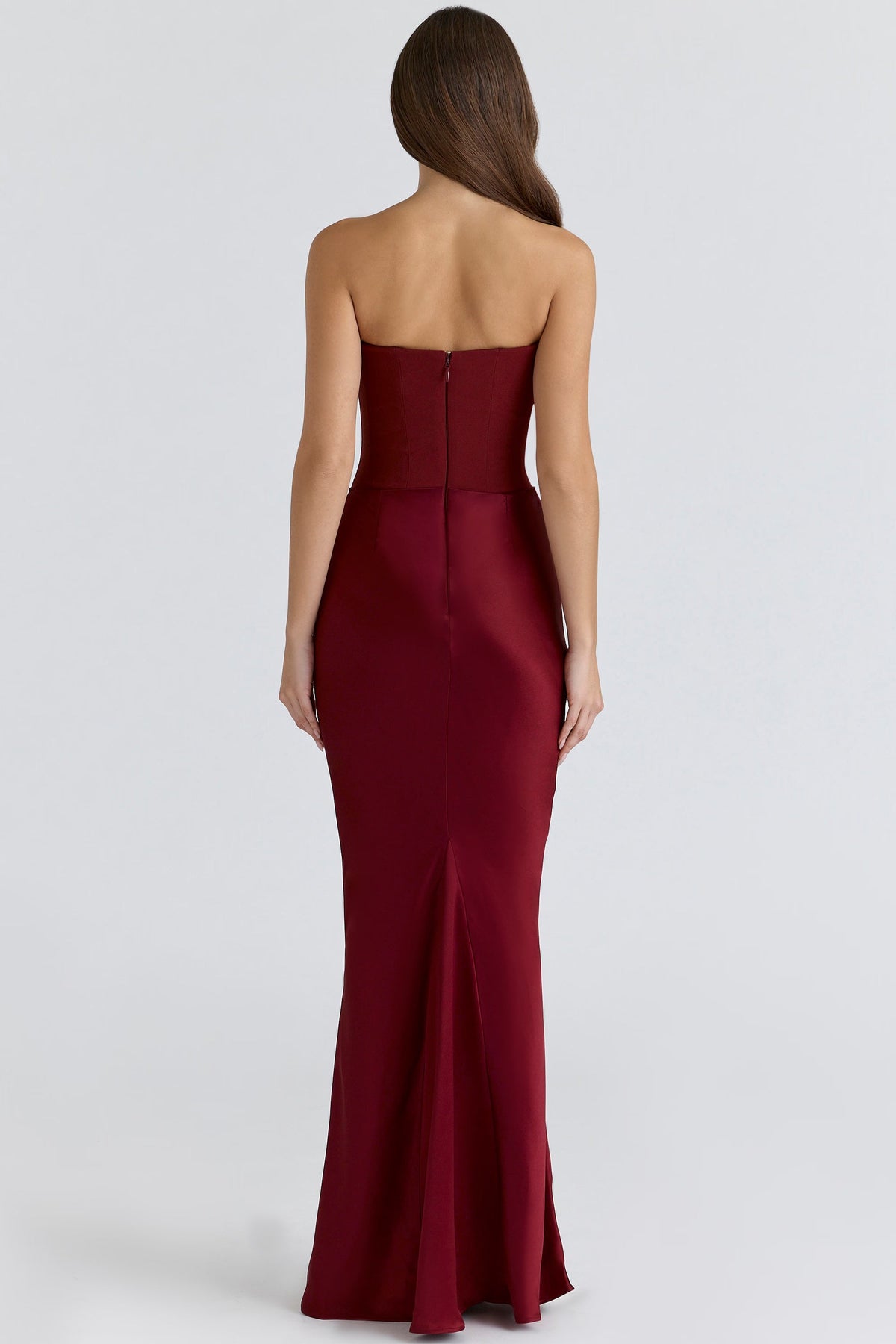 Ladies Elegant Strapless Maxi Dress with Long Skirt