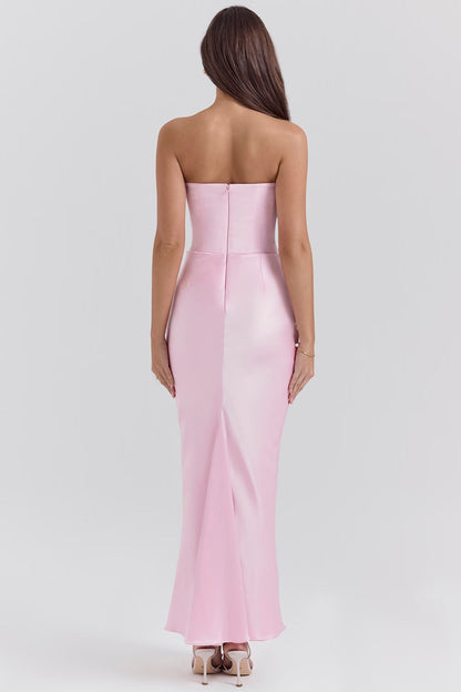 Robe longue élégante sans bretelles pour femme, avec jupe longue