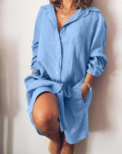 Zomerse midi-jurk voor dames met knoopsluiting en een losse pasvorm