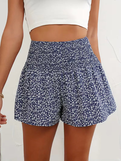 Shorts taille haute avec motif floral