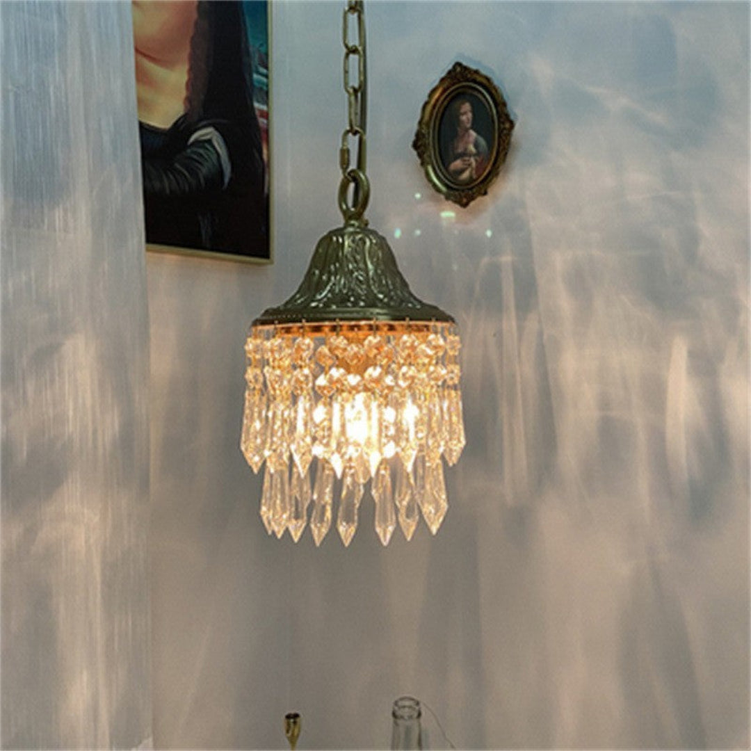 Luxury Gold Pendant Light with Crystal Drop Shape – 1 Light Point