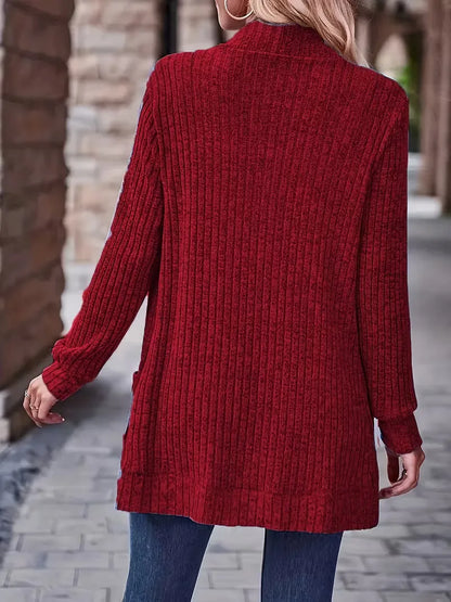 Open vest with ribbed texture