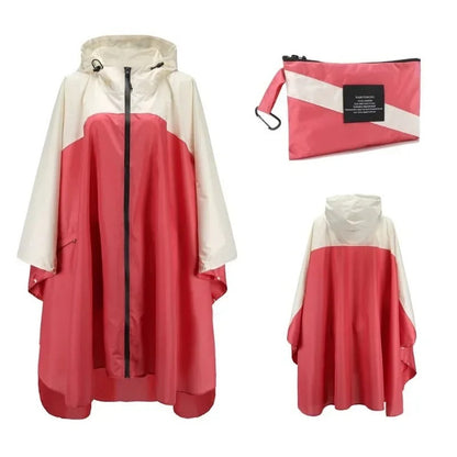 Modern waterproof unisex rain jacket with matching bag