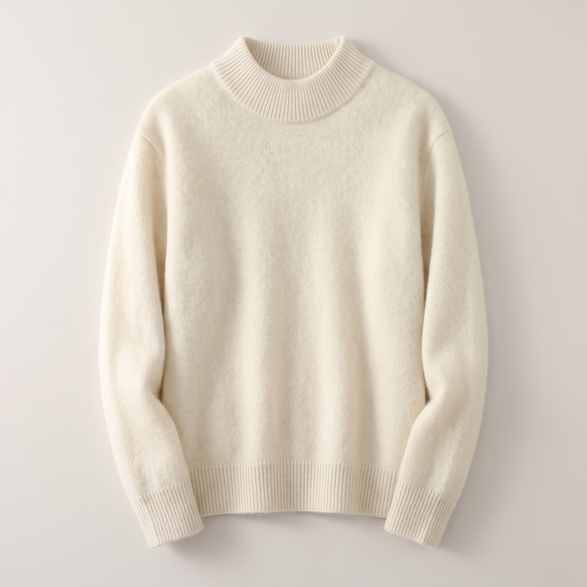 Ladies' Cosy Knitted Jumper with Stand-Up Collar and Ribbed Cuffs