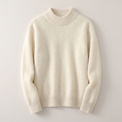 Ladies' Cosy Knitted Jumper with Stand-Up Collar and Ribbed Cuffs