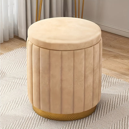 Puf de almacenamiento de estilo nórdico y elegante – Redondo, con espacio de almacenamiento y acabado de espejo