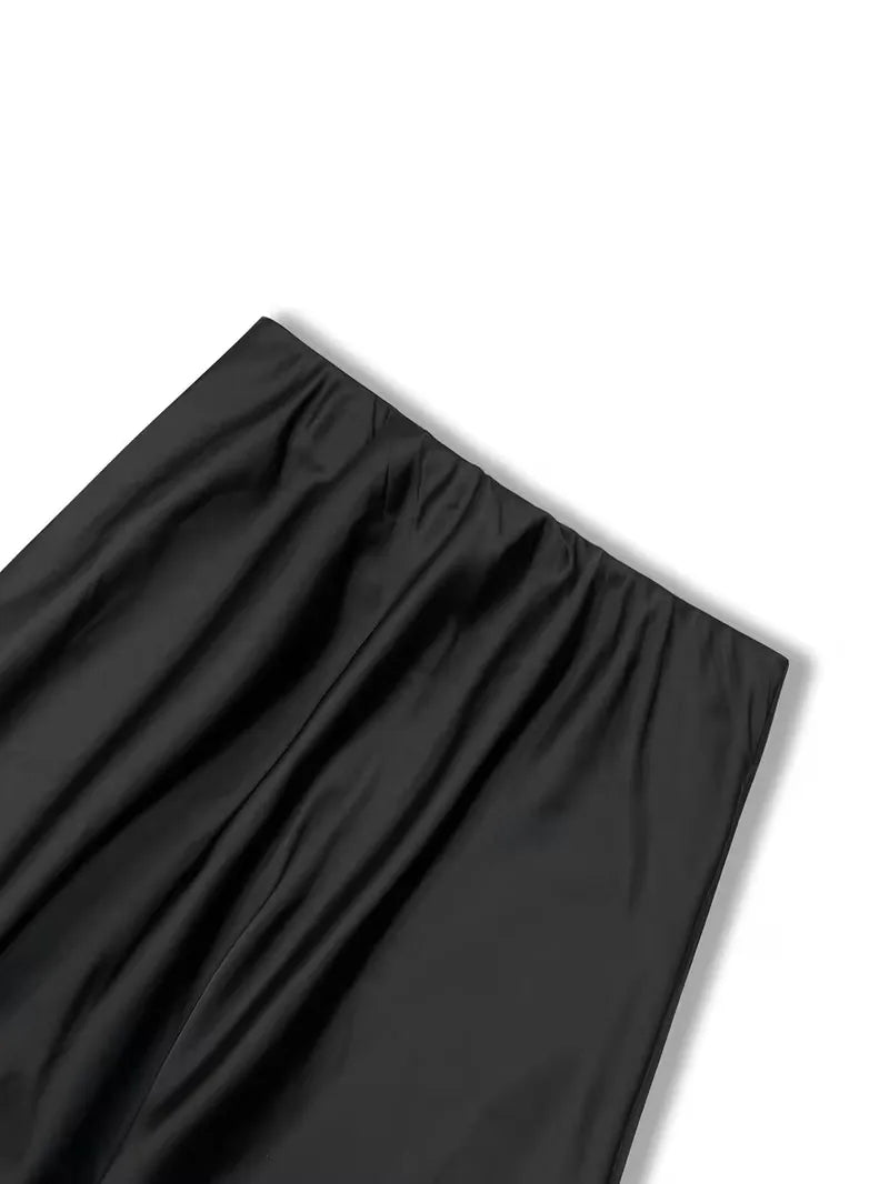 Jupe midi en satin à taille haute