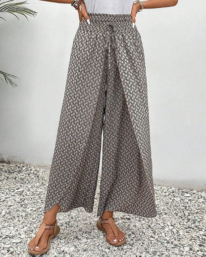Sophie-Rae - Airy High Waist Trousers with Bohemian Print
