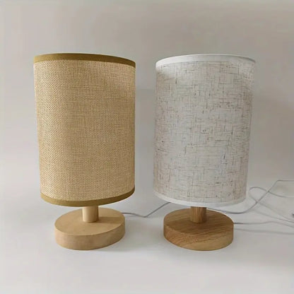 Minimalist Table Lamp with Wooden Base and Fabric Shade for Ambient Light