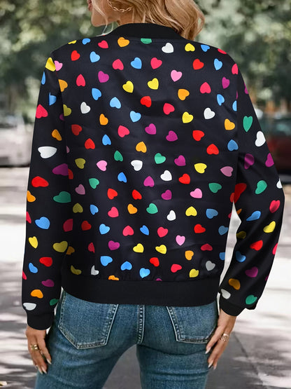 Chaqueta bomber Joyful Hearts – Elegante y cómoda, con cierre, para primavera y otoño